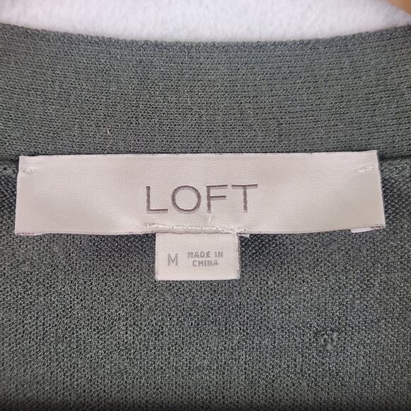 LOFT Cardigan Sweater Women M Olive Green Button Front Long Sleeve - Picture 3 of 10